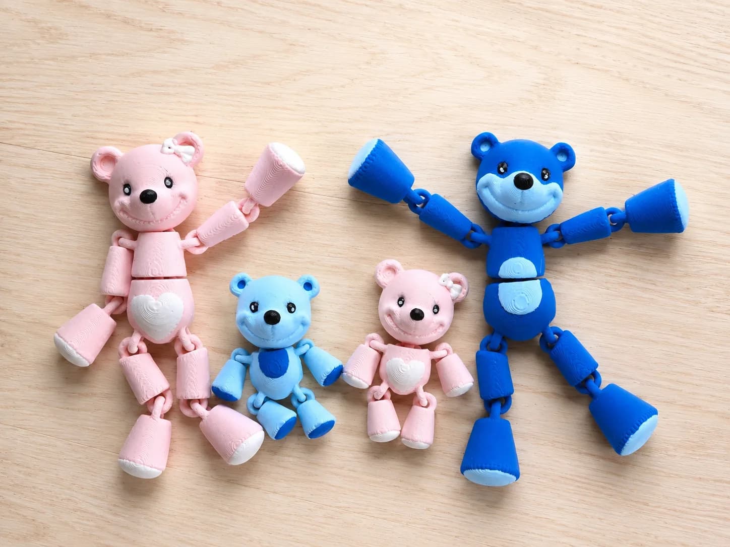 Família de Ursinhos Articulados Impressão 3D