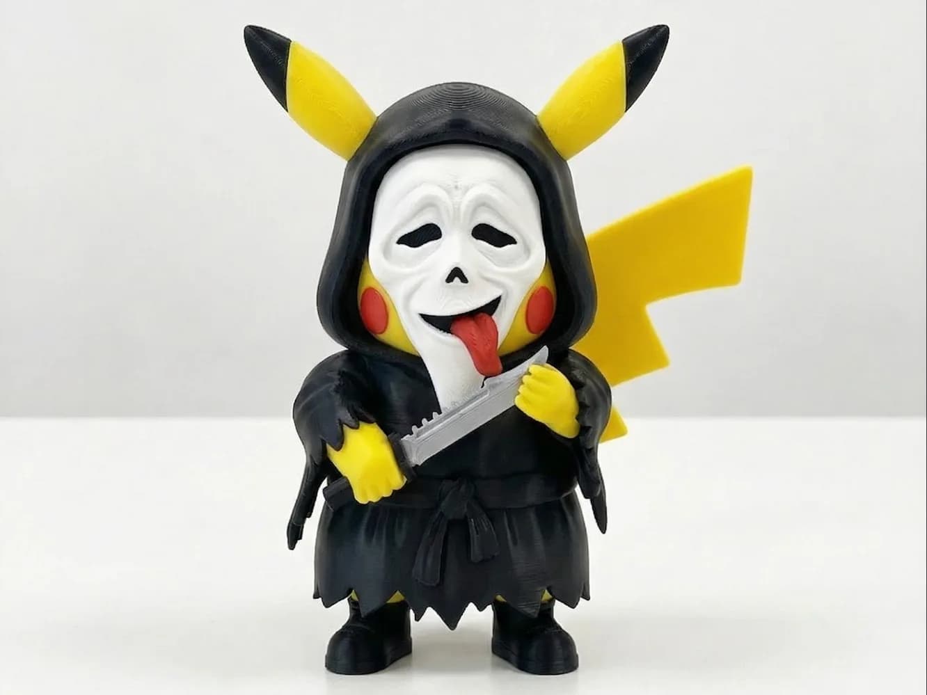Estatueta Ratinho Elétrico Mascarado Língua Impressão 3D