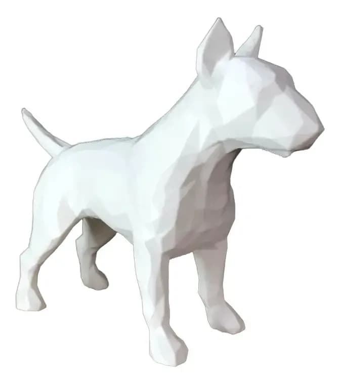 Miniatura Bull Terrier Geométrico 3d Arte Decorativa Moderna Branco