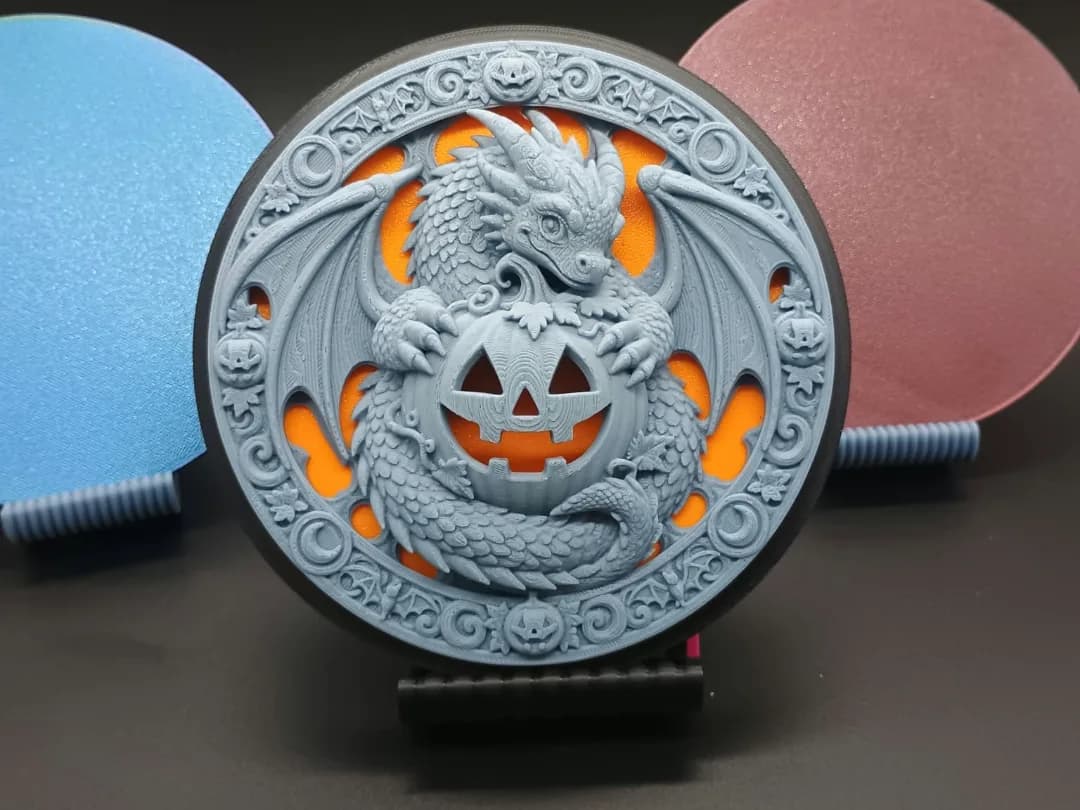 Quadro Dragão com Abóbora Halloween Impressão 3D