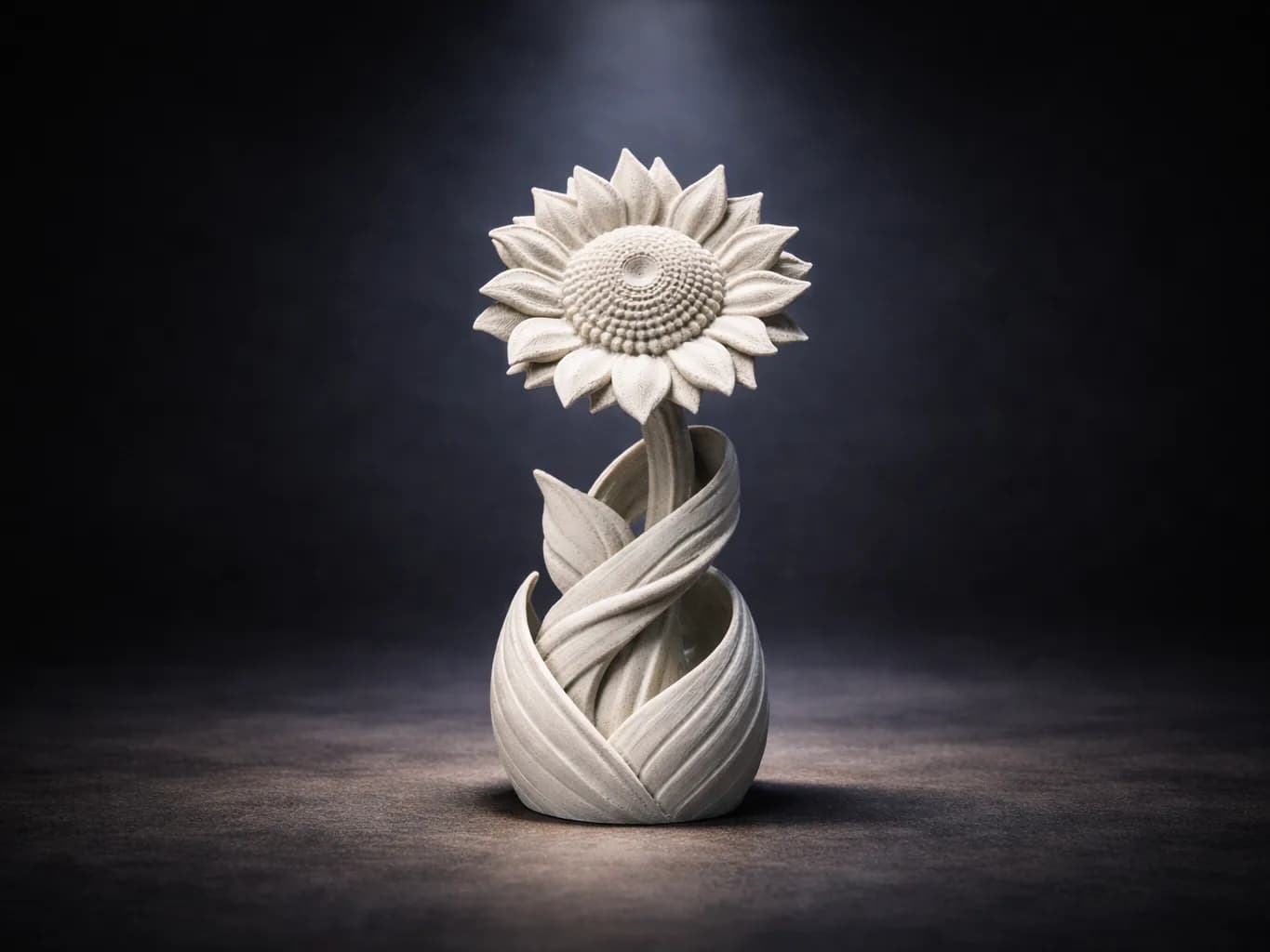 Escultura Girassol Espiral Decorativa Impressão 3D