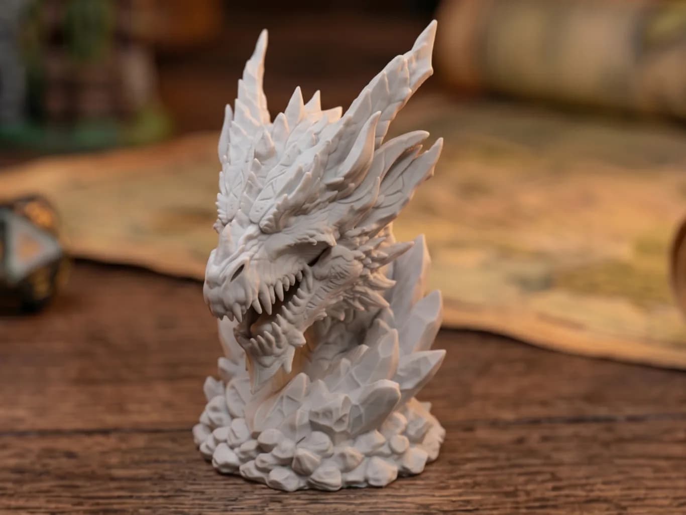 Busto Dragão de Cristal 13 cm Impressão 3D