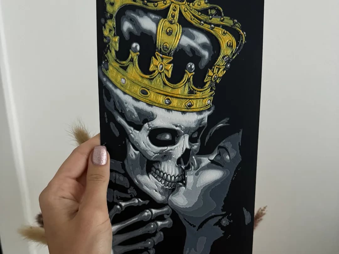 Quadro Caveira com Coroa Impressão 3D
