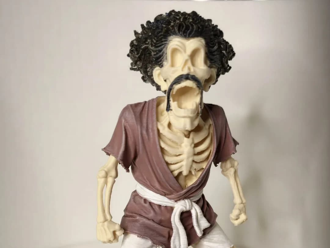 Estatueta Esqueleto Campeão de Bigode Impressão 3D