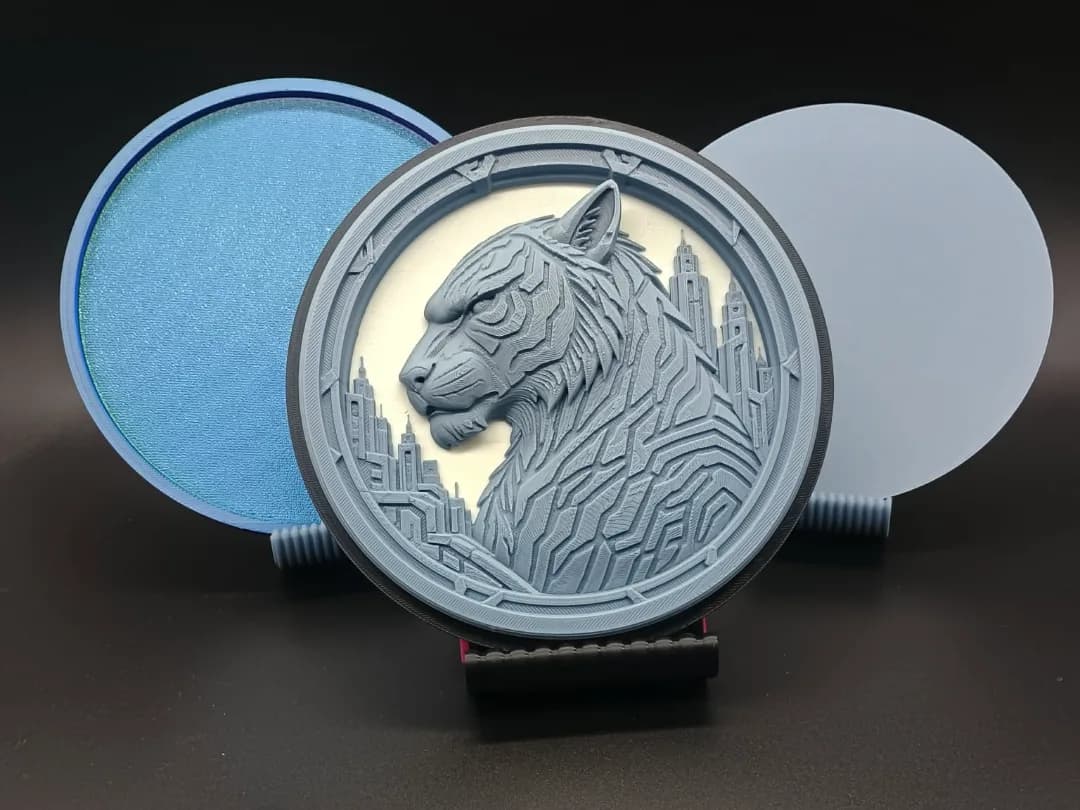 Quadro Tigre Neon em Camadas 4,3 cm Impressão 3D