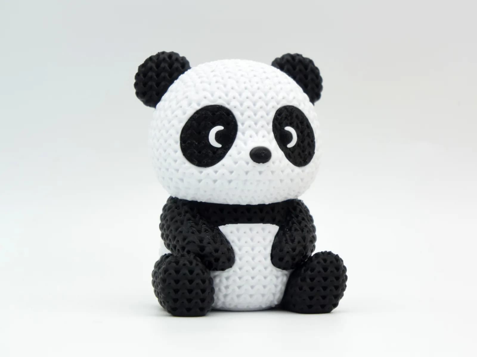 Miniatura Panda Efeito Tricô Impressão 3D