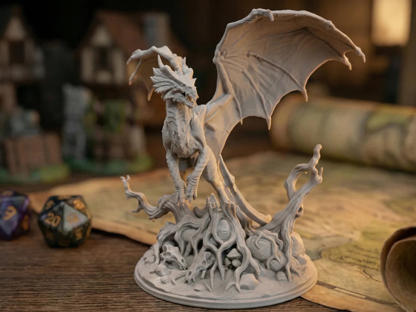 Estatueta Dragão Guardião das Raízes 13,4 cm Impressão 3D