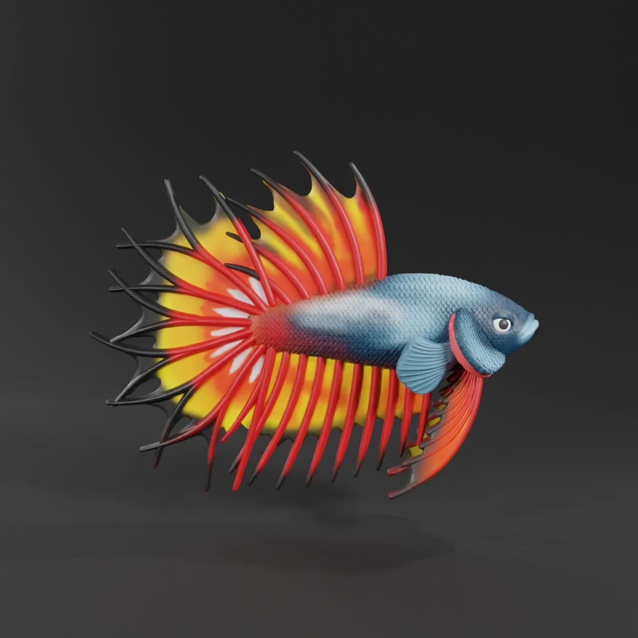Miniatura Peixe Betta Coroa Impressão 3D