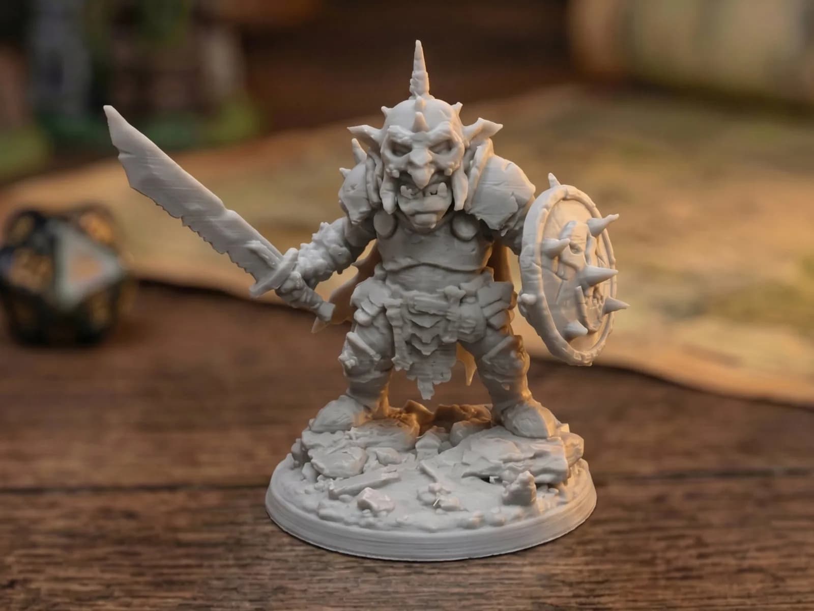 Miniatura Goblin com Armadura e Escudo Impressão 3D