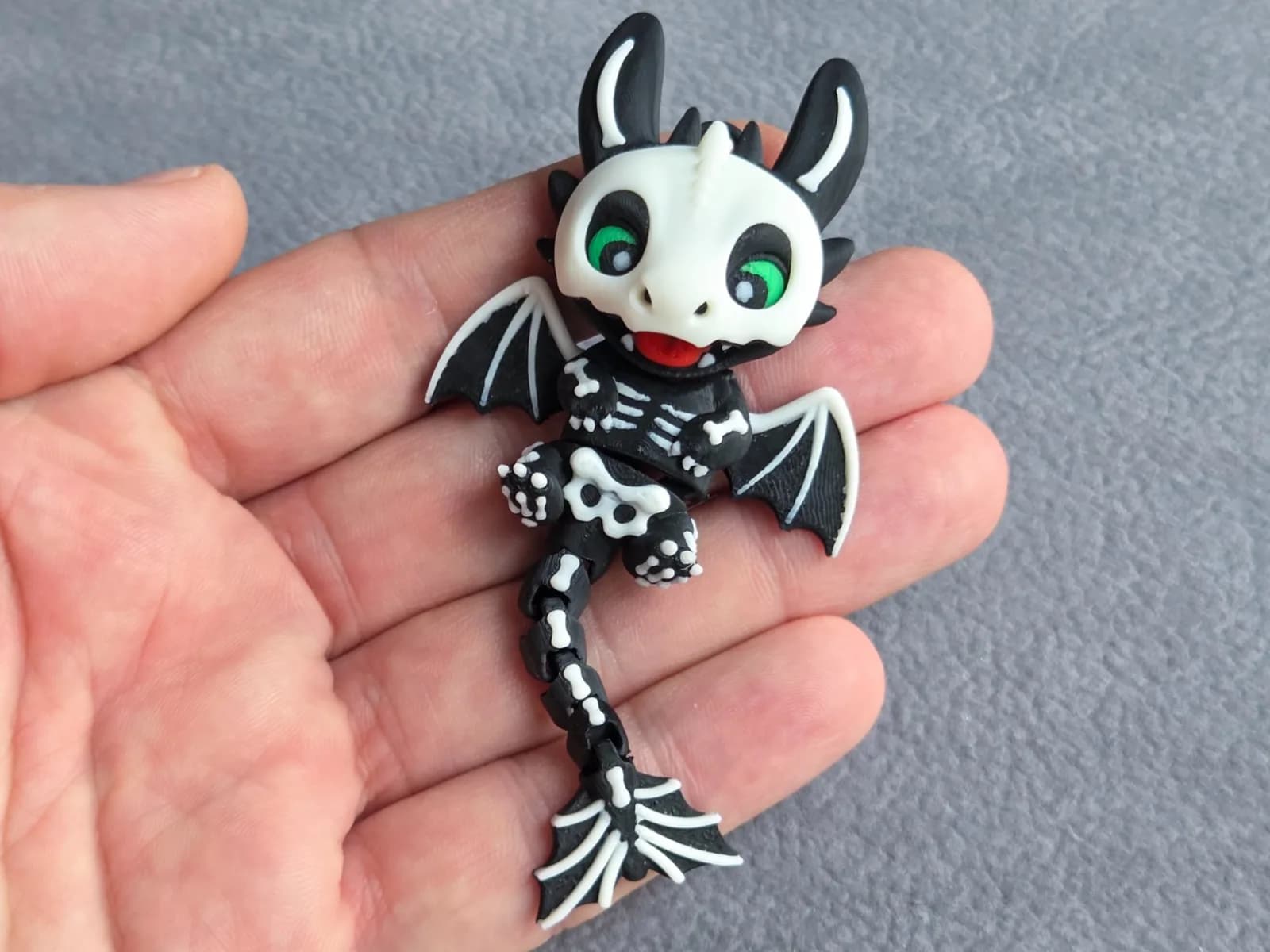 Miniatura Dragão Negro Fantasia de Esqueleto Impressão 3D