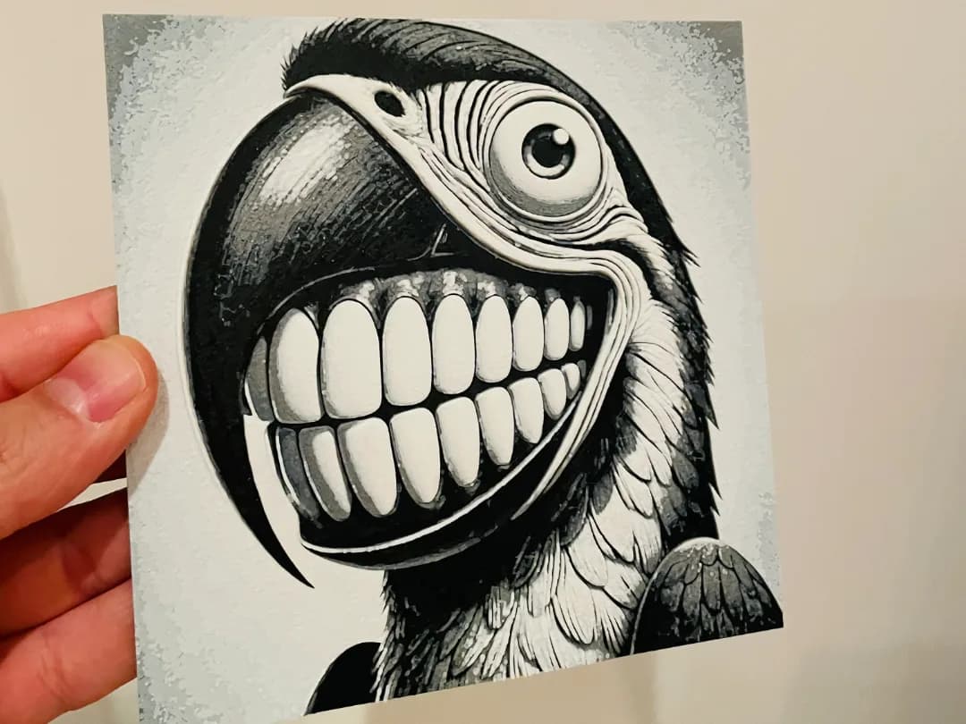 Quadro Papagaio Sorridente Impressão 3D