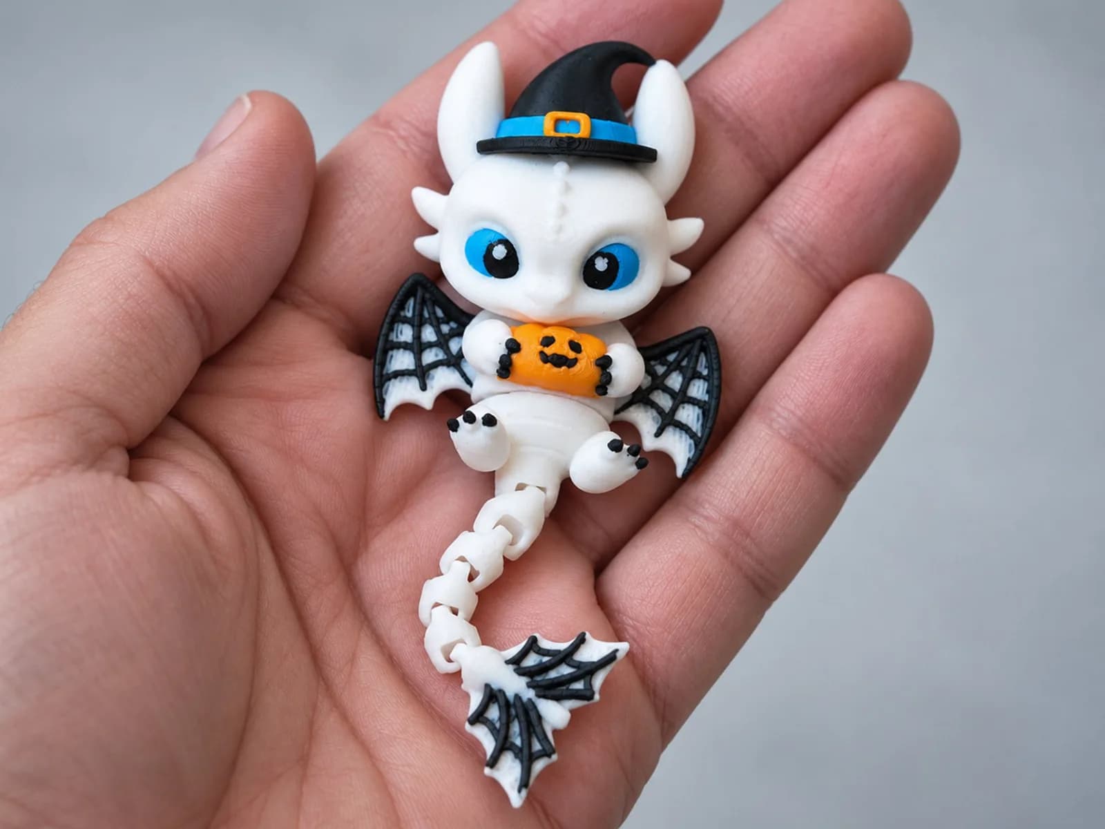 Miniatura Dragão Branco Halloween Impressão 3D