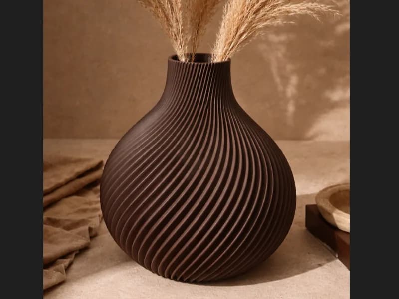 Vaso Esfera Espiral com Recipiente 25 cm Impressão 3D