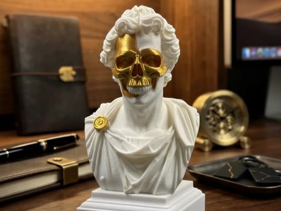 Busto Clássico com Máscara de Caveira Impressão 3D