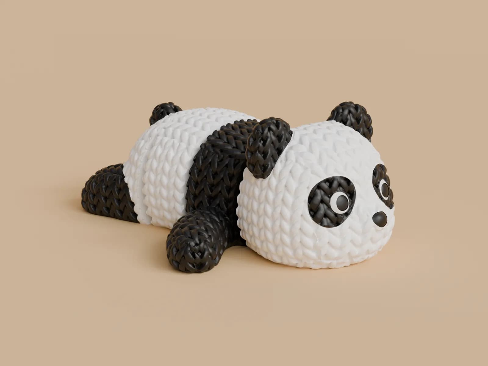 Urso Panda Articulado Textura Tricô Impressão 3D