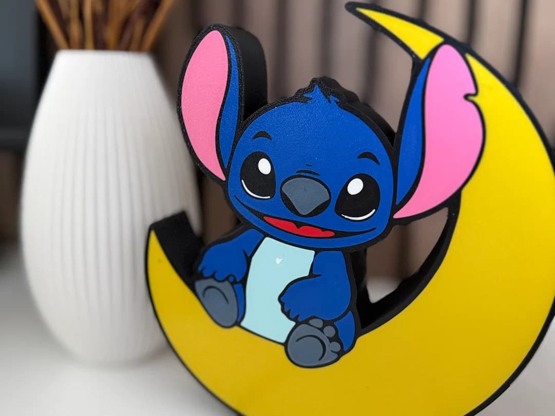 Luminária Alienígena Azul na Lua Impressão 3D