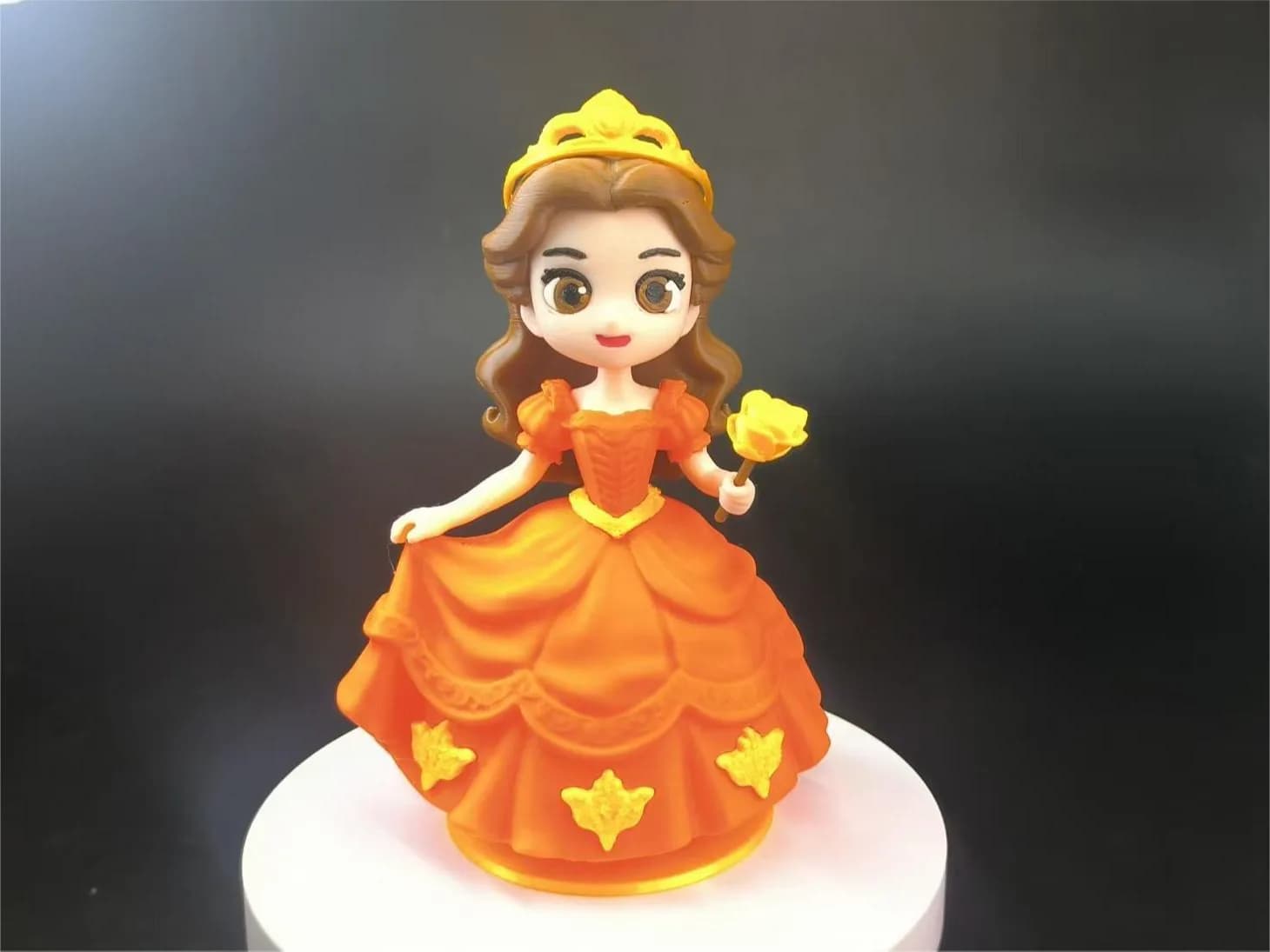 Estatueta Princesa Vestido Laranja Impressão 3D