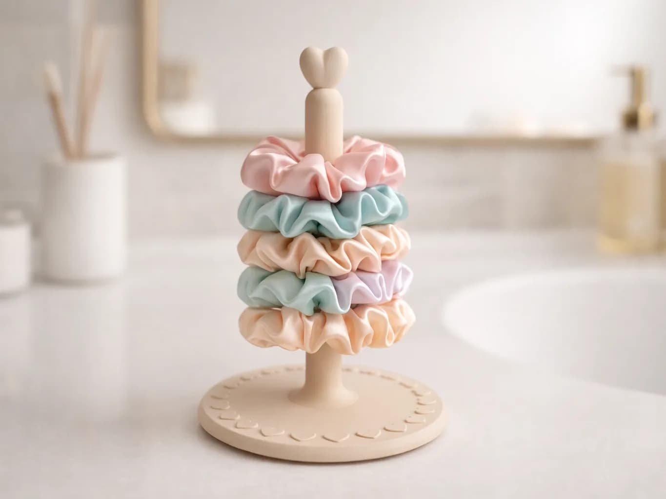 Porta Xuxinha e Elástico de Cabelo Coração Impressão 3D