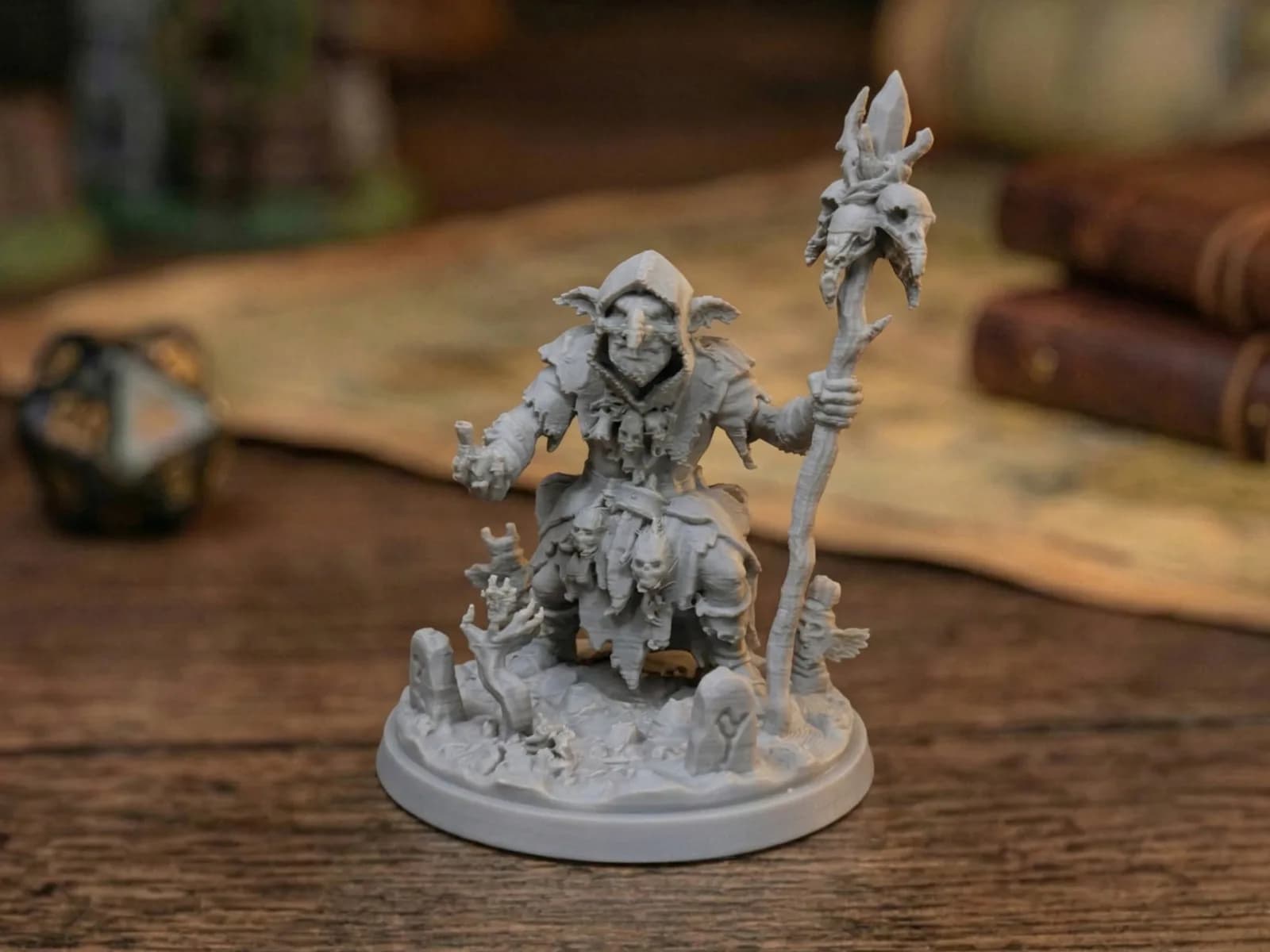 Miniatura Goblin Xamã Feiticeiro RPG Impressão 3D