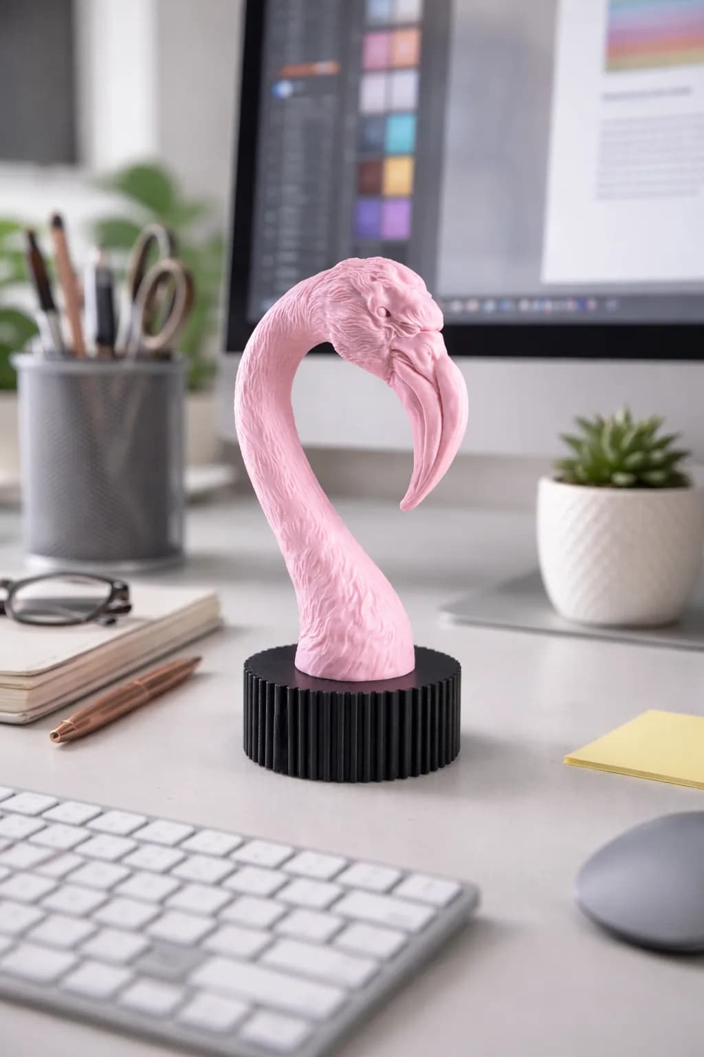 Escultura Mini Flamingo Realista 10 cm Impressão 3D