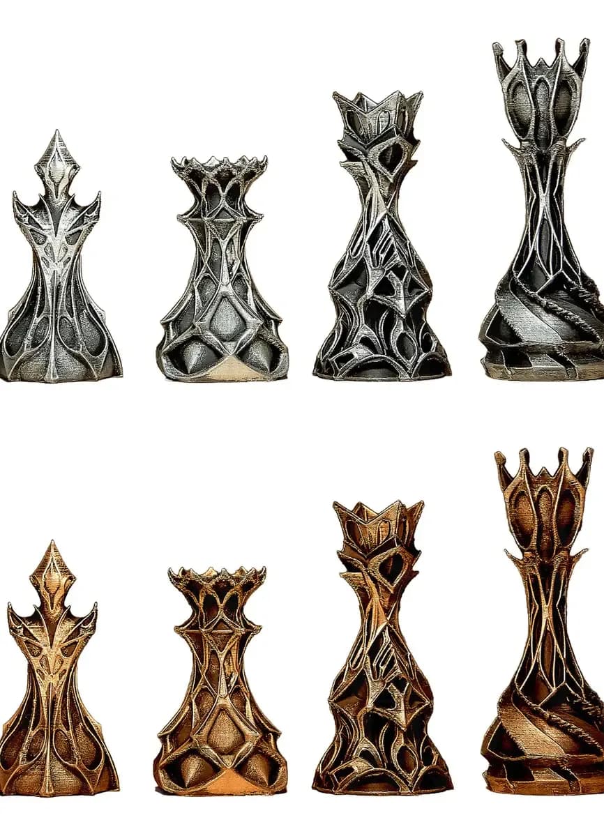 Xadrez Futurista Premium 3d Peças Artísticas Decorativas