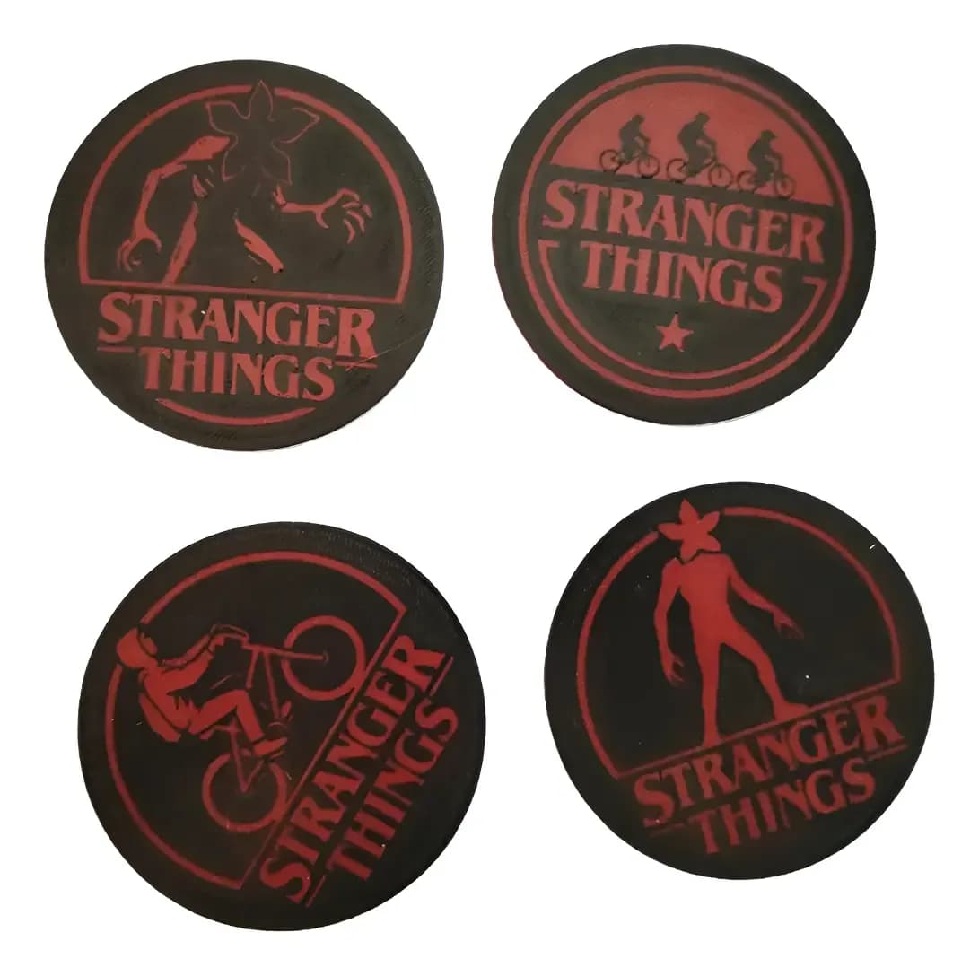 Kit 4 Porta Copos Stranger Things Geek 3d Demogorgon Mesa Stranger Things
