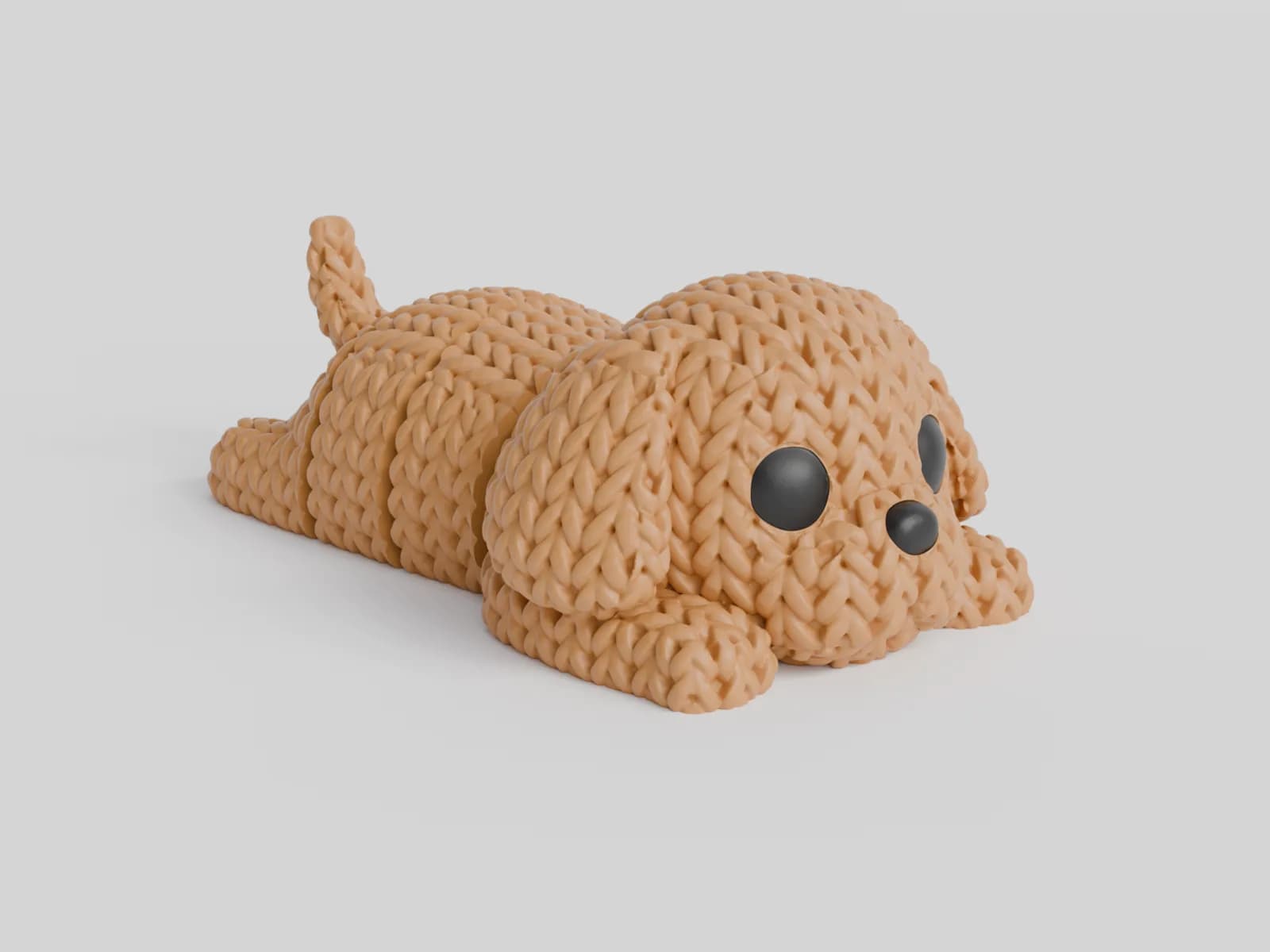 Cachorrinho Articulado Textura Tricô Impressão 3D