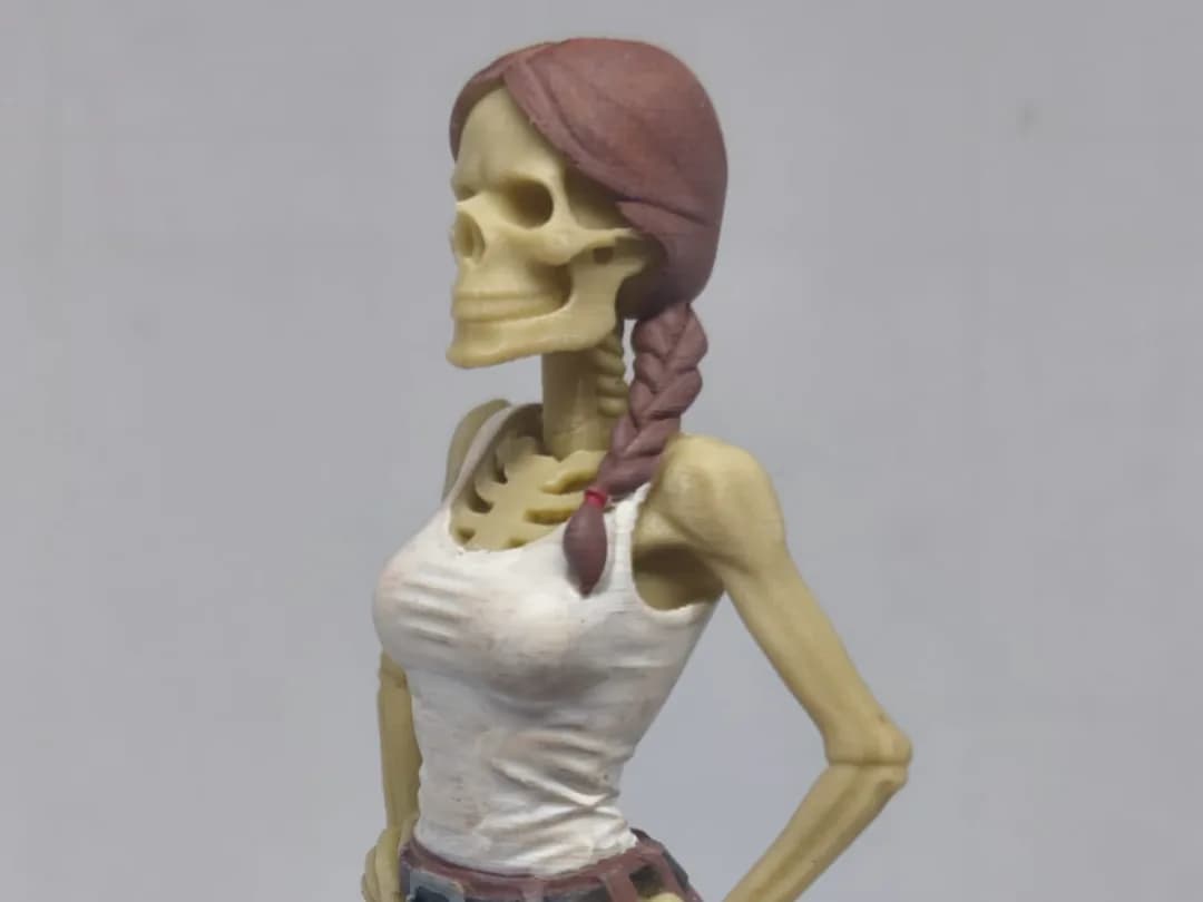 Estatueta Esqueleto Aventureira Anos 90 Impressão 3D