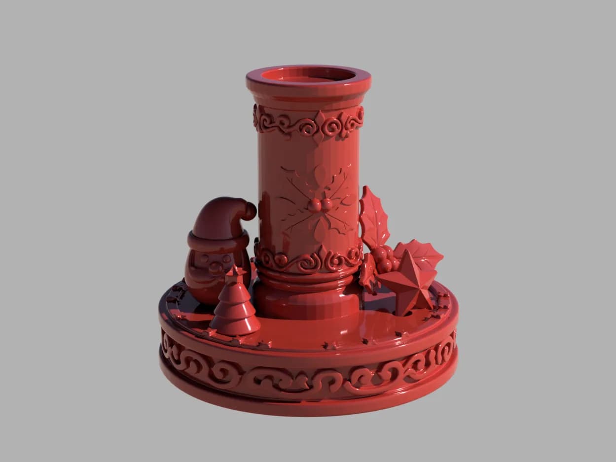 Centro de Mesa Natalino Porta Vela Impressão 3D