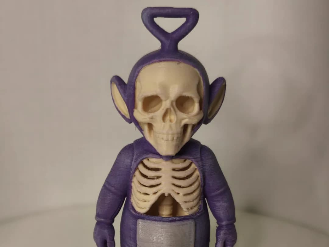 Estatueta Esqueleto Boneco Roxo de Antena Impressão 3D