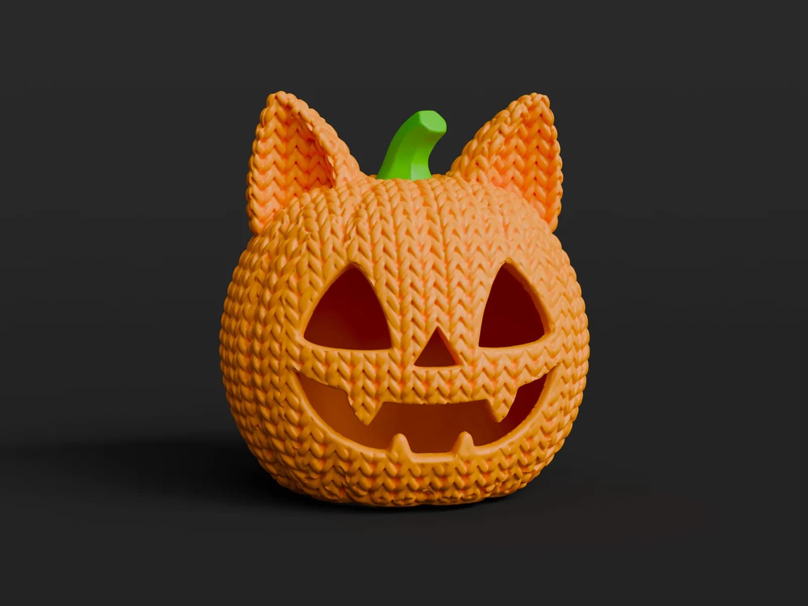 Luminária Abóbora Gatinho Tricô Halloween Impressão 3D