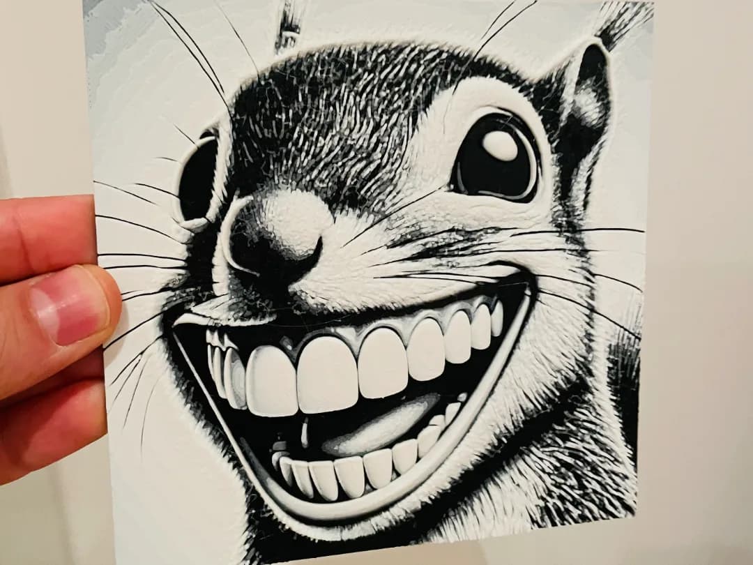 Quadro Esquilo Sorridente Impressão 3D