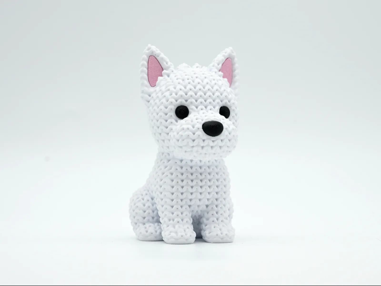 Estatueta Cachorro Westie Textura Tricô Impressão 3D
