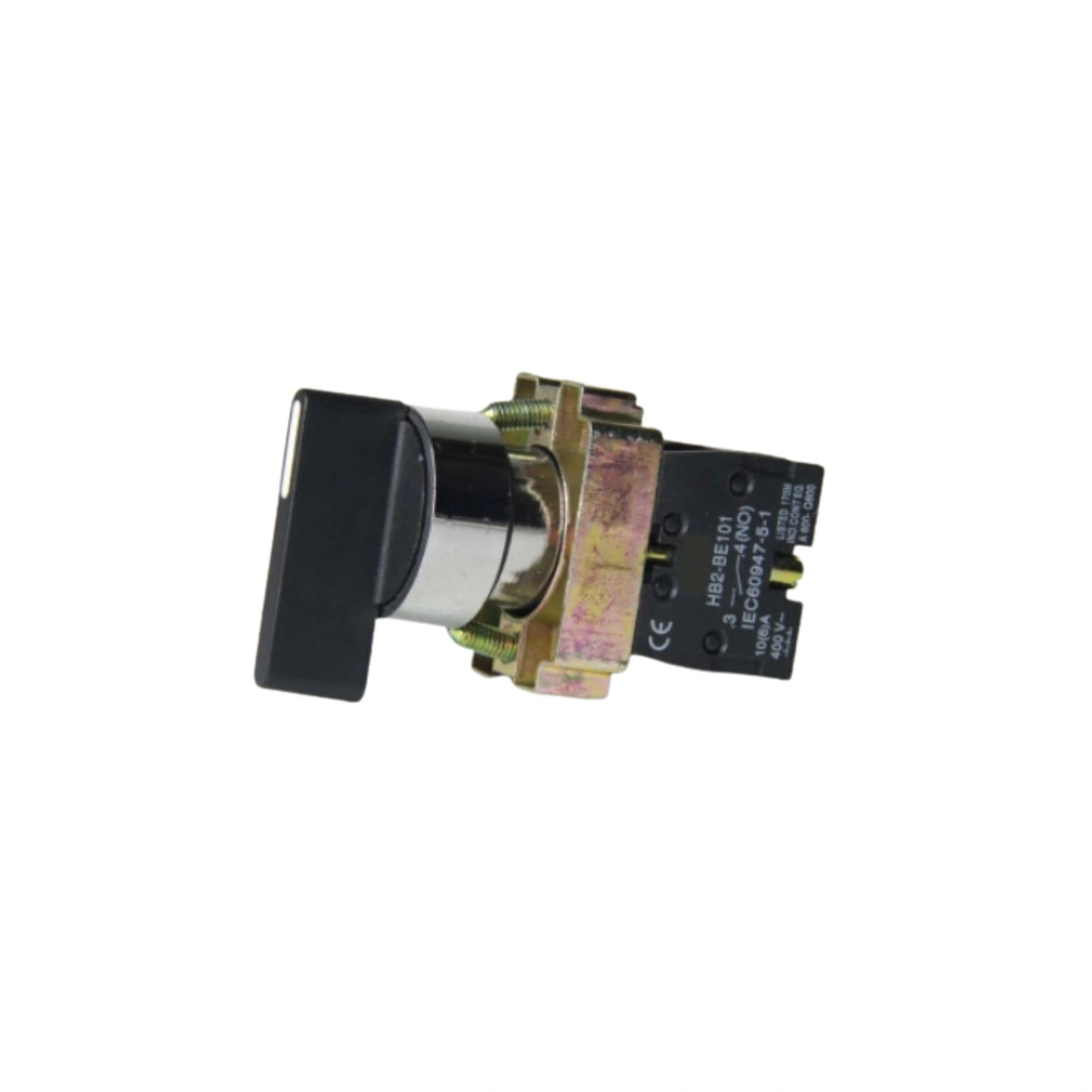 Comutador metálico manopla longa 22mm preto 3 posições fixas 2NA HB2-BJ33