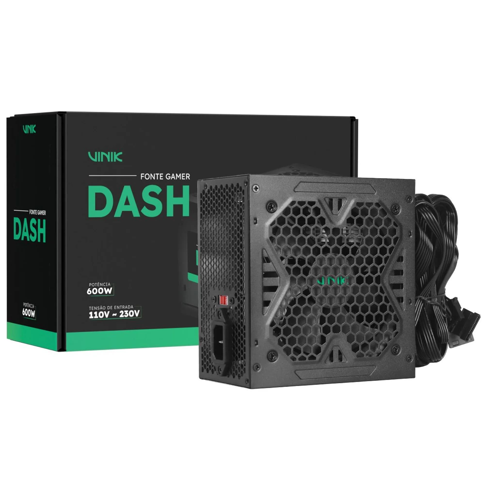 FONTE 600W DASH GAMER VINIK BLACK VFG600WPV3