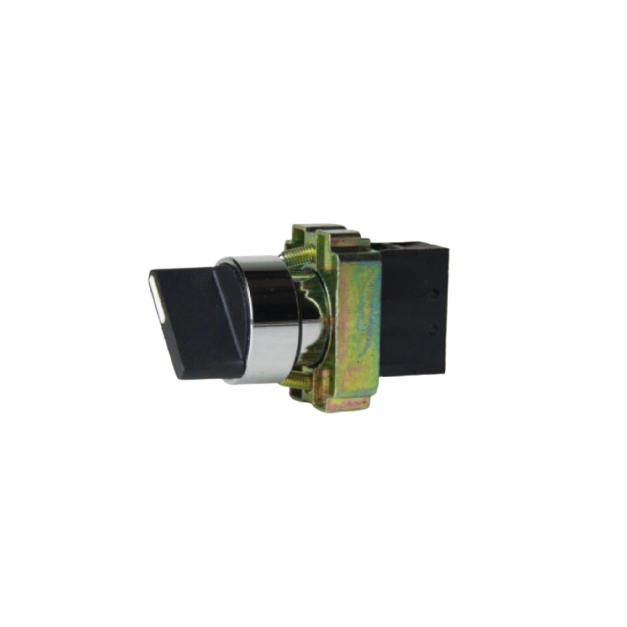 Comutador metálico manopla longa 22mm preto 2 posições fixas 1NA HB2-BJ21