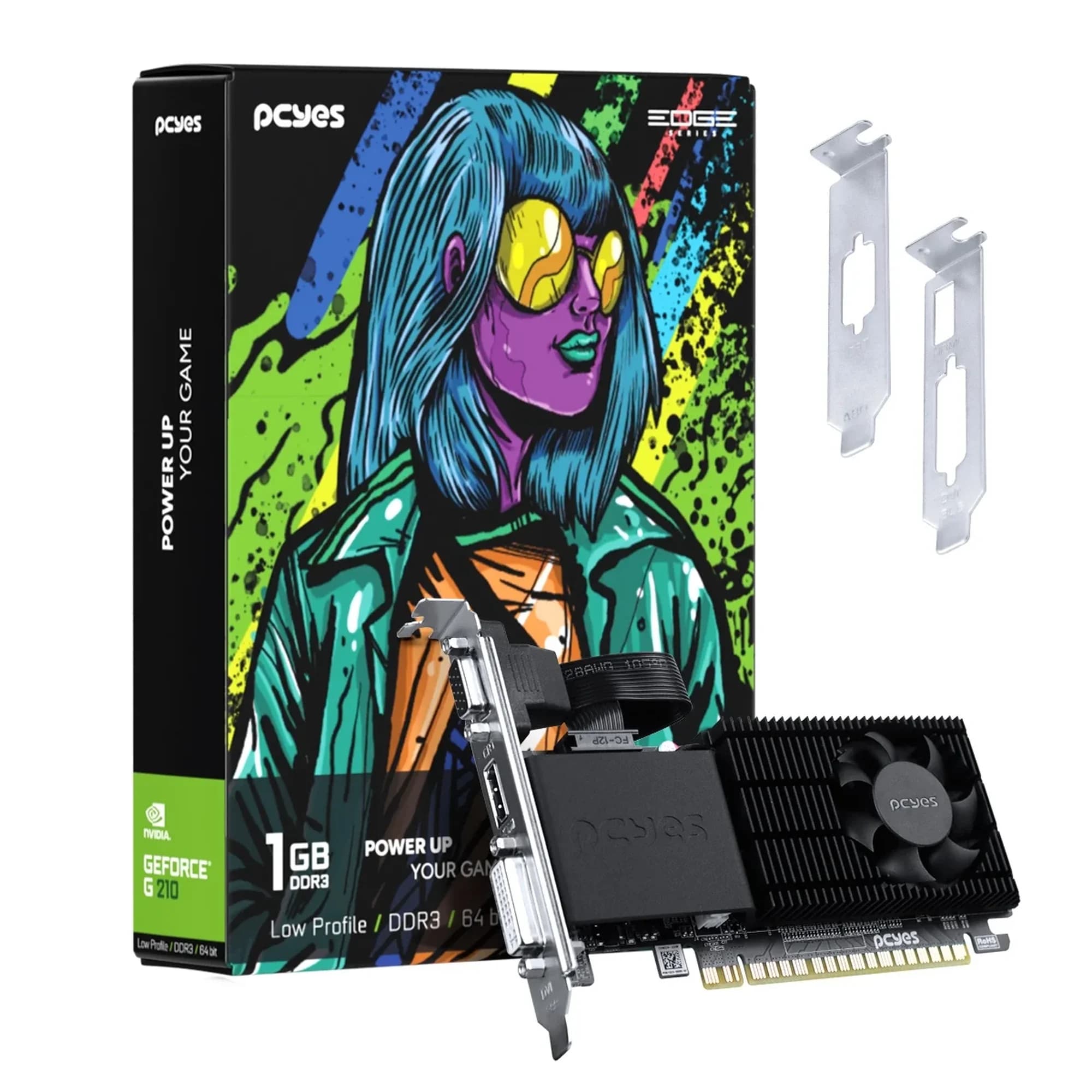 PLACA DE VIDEO GEFORCE G 210 1GB, 64 Bit, PROJETO EDGE LOW PROGILE SINGLE FAN - PPE2210DR4FBR