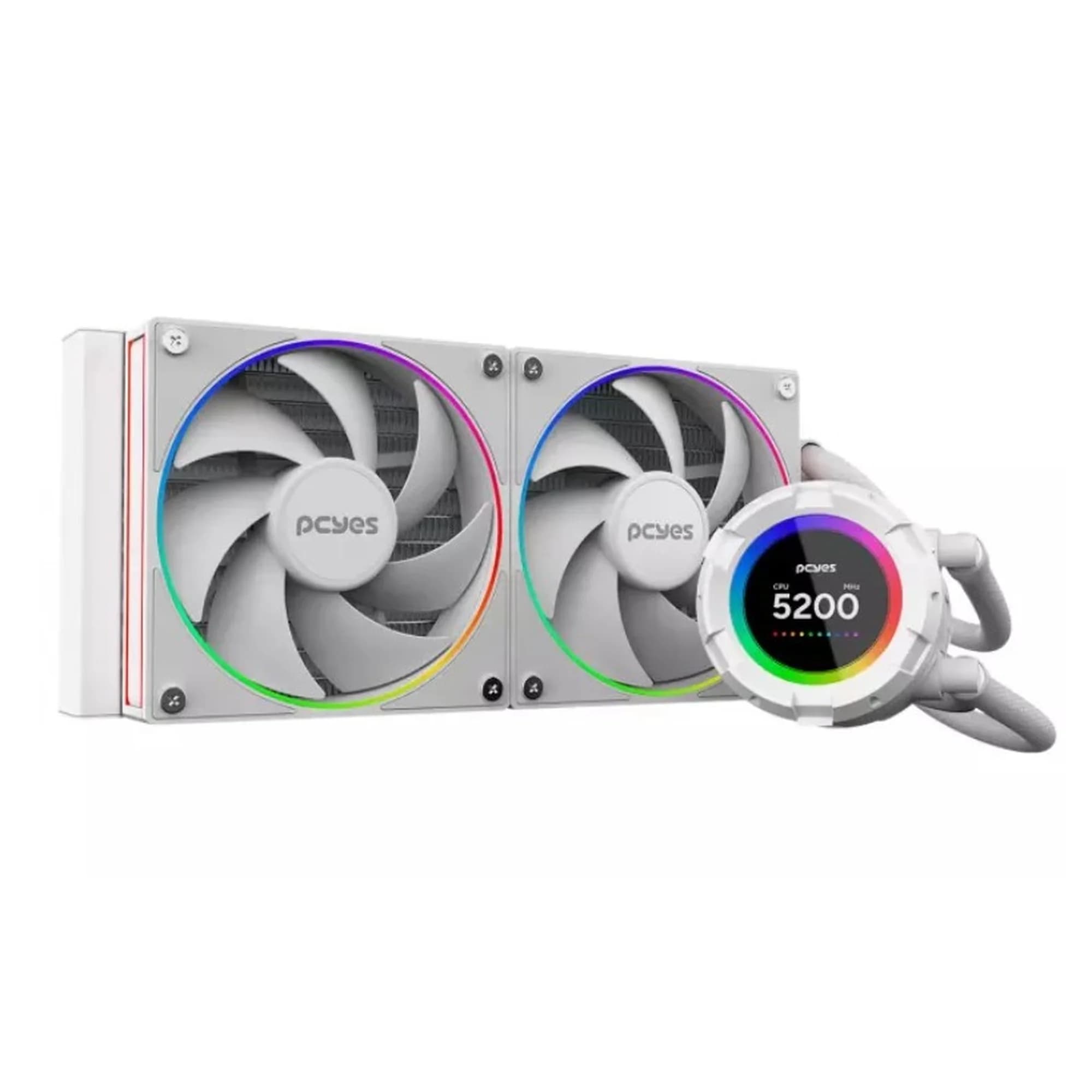 WATERCOOLER PCYES VISION 240MM WHITE GHOST - TELA LCD 2.1 VS240WG