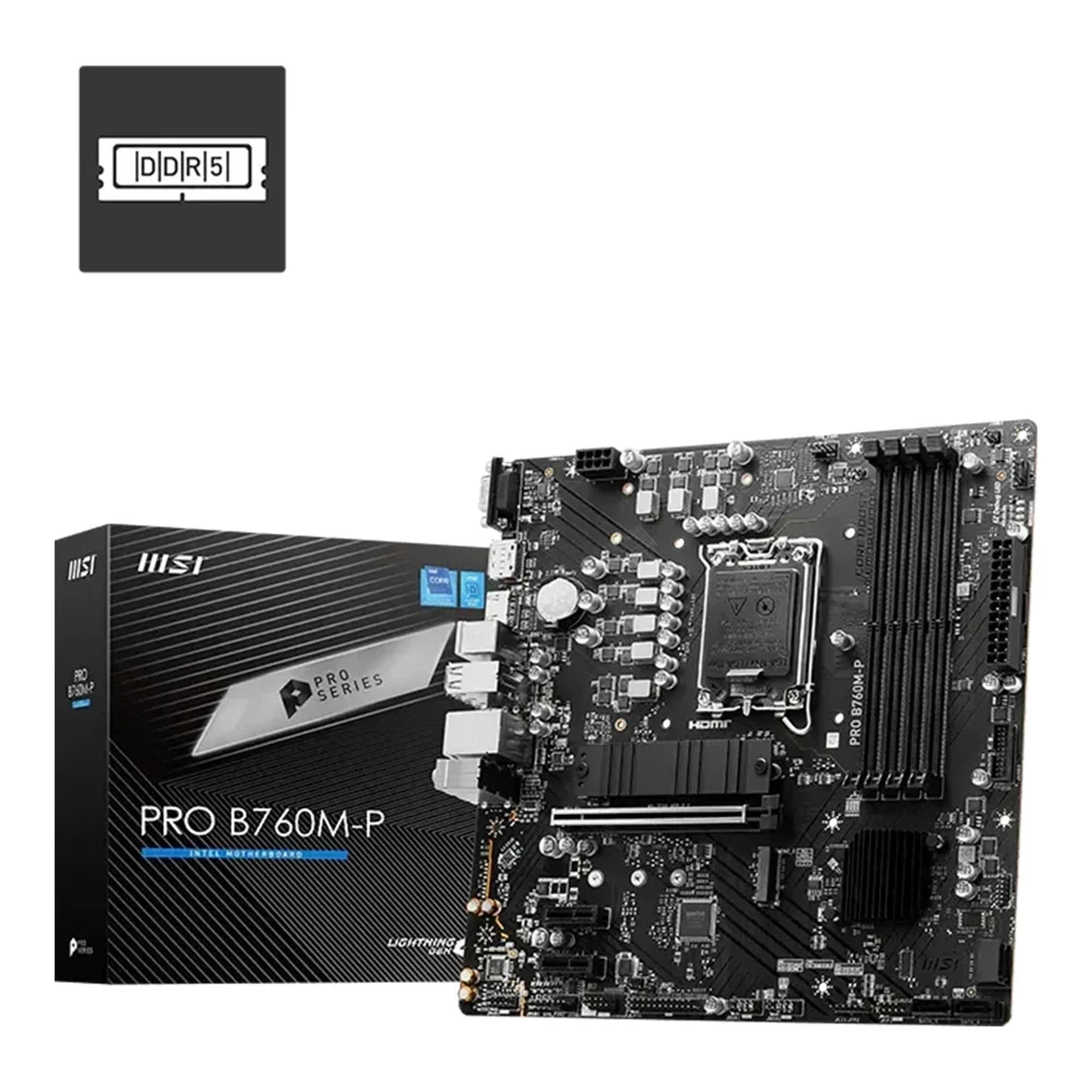 PLACA MAE MSI B760M-P PRO INTEL 1700 - 4X DDR5 - MATX - M2 - VGA/HDMI/DP