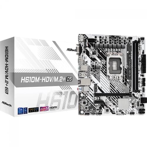 PLACA MAE AROCK H610M-HDV/M.2+ D5, CHIPSET H610, INTEL LGA 1700, MATX, DDR5