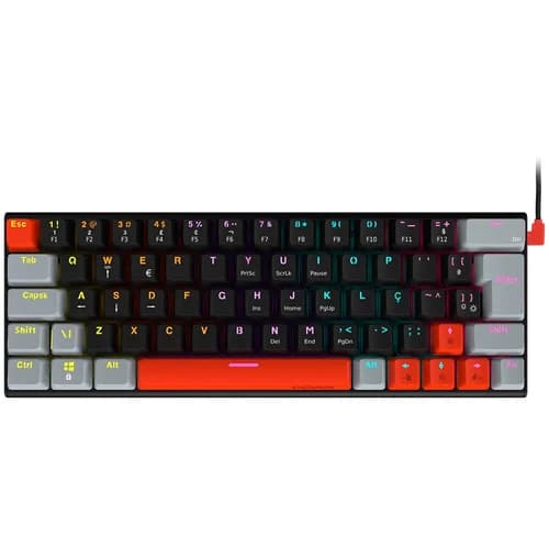 TECLADO GAMER MECANICO PCYES KUROMORI BLACK SWITCH BLUE - LED RAINBOW - PTKM60BL
