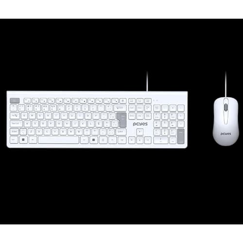 KIT TECLADO E MOUSE PCYES SOFT BRANCO - USB - CABO COM 2 METROS - PCOSF2W