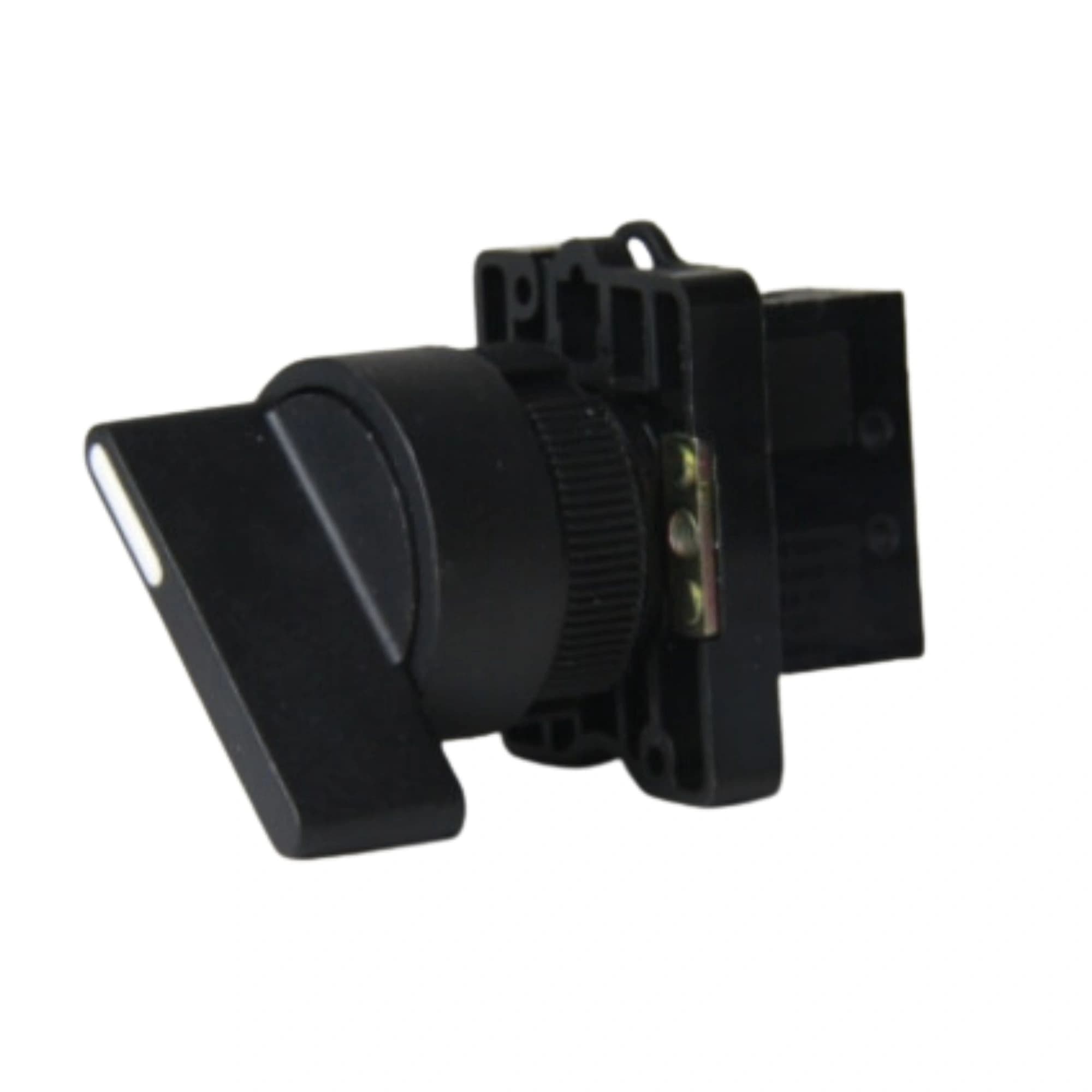 Comutador plástico manopla longa 22mm preto 2 posições com retorno esquerda 1NA HB2-EJ41