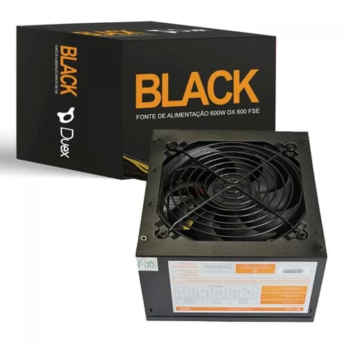 FONTE 600W GAMER DUEX FSE 600 BLACK, BIVOLT