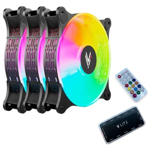 KIT FAN HI LEVEL LITE 3 FAN ARGB COM CONTROLADORA