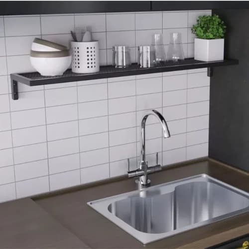 Prateleira Industrial Com Tela Expandida Quarto 100cm X 20cm Cor Preto