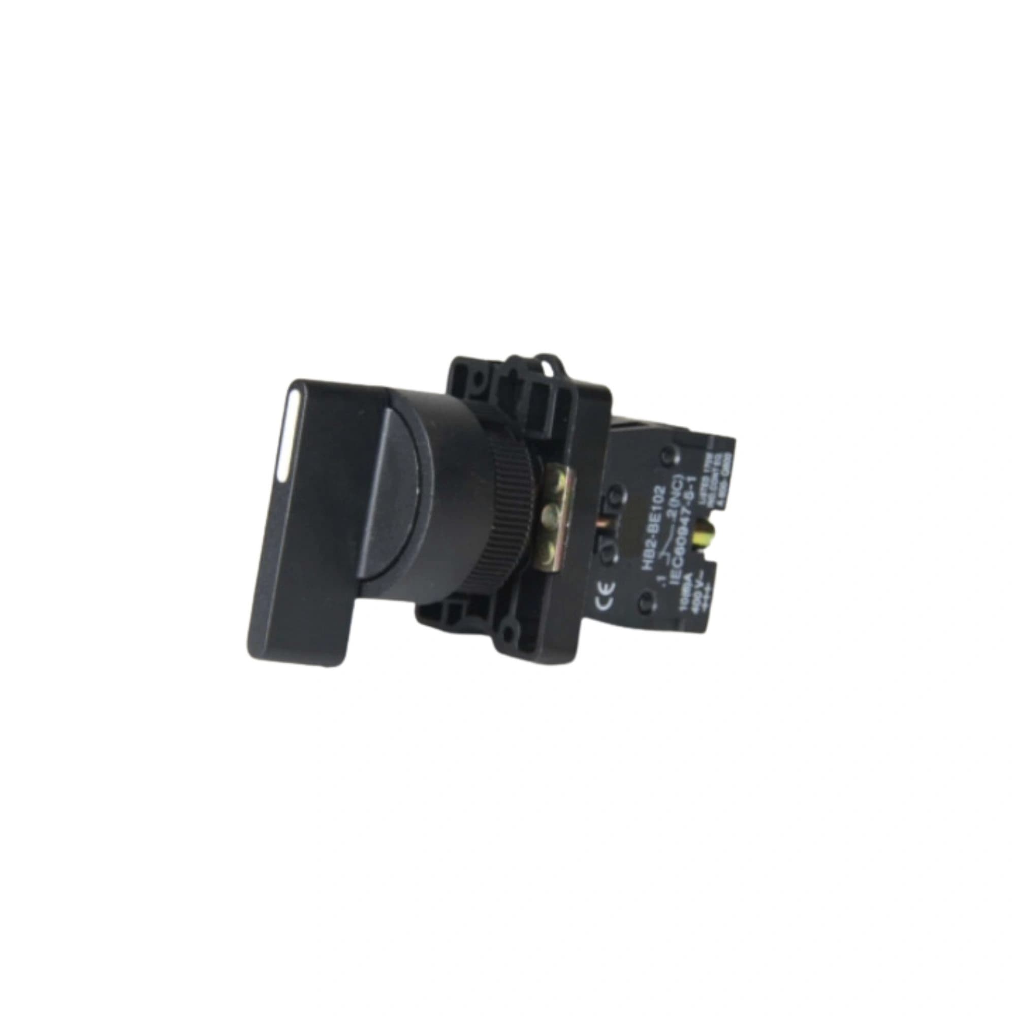 Comutador plástico manopla longa 22mm preto 3 posições com retorno centro 2NA HB2-EJ53