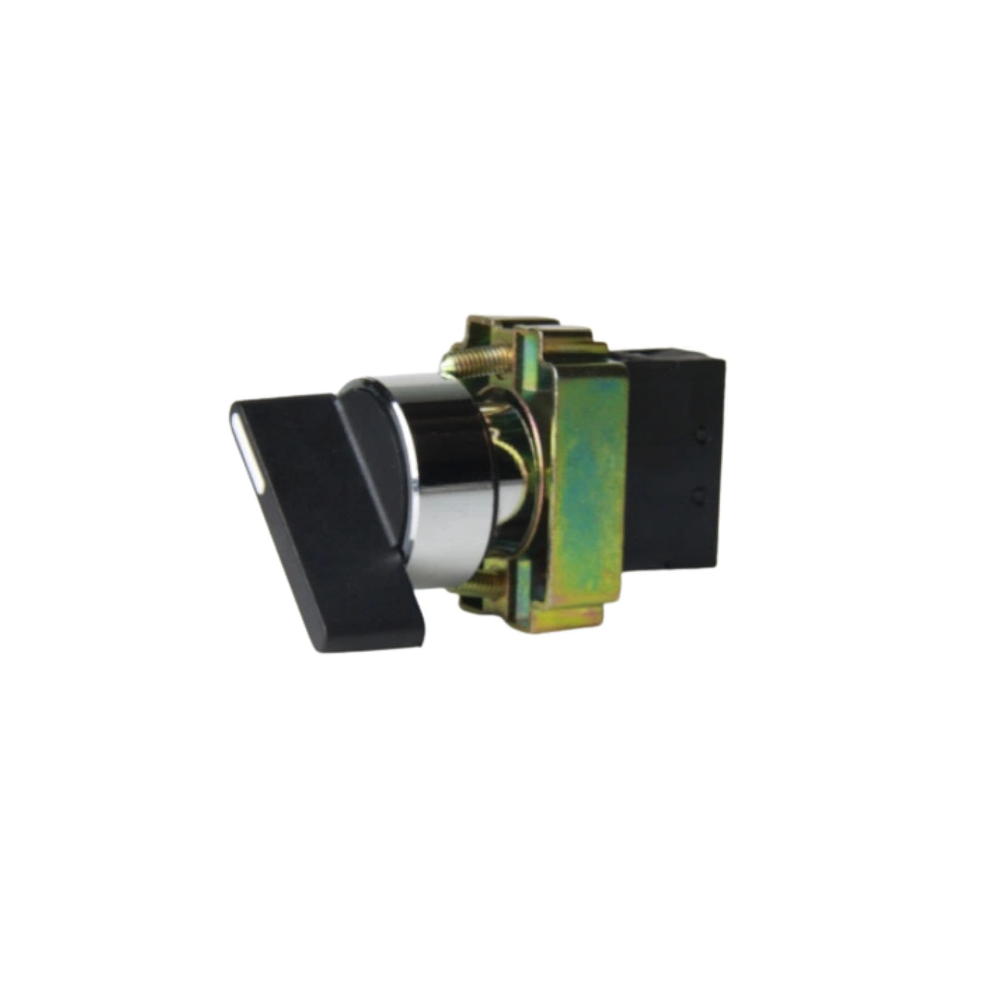 Comutador metálico manopla longa 22mm preto 2 posições com retorno esquerda 1NA HB2-BJ41