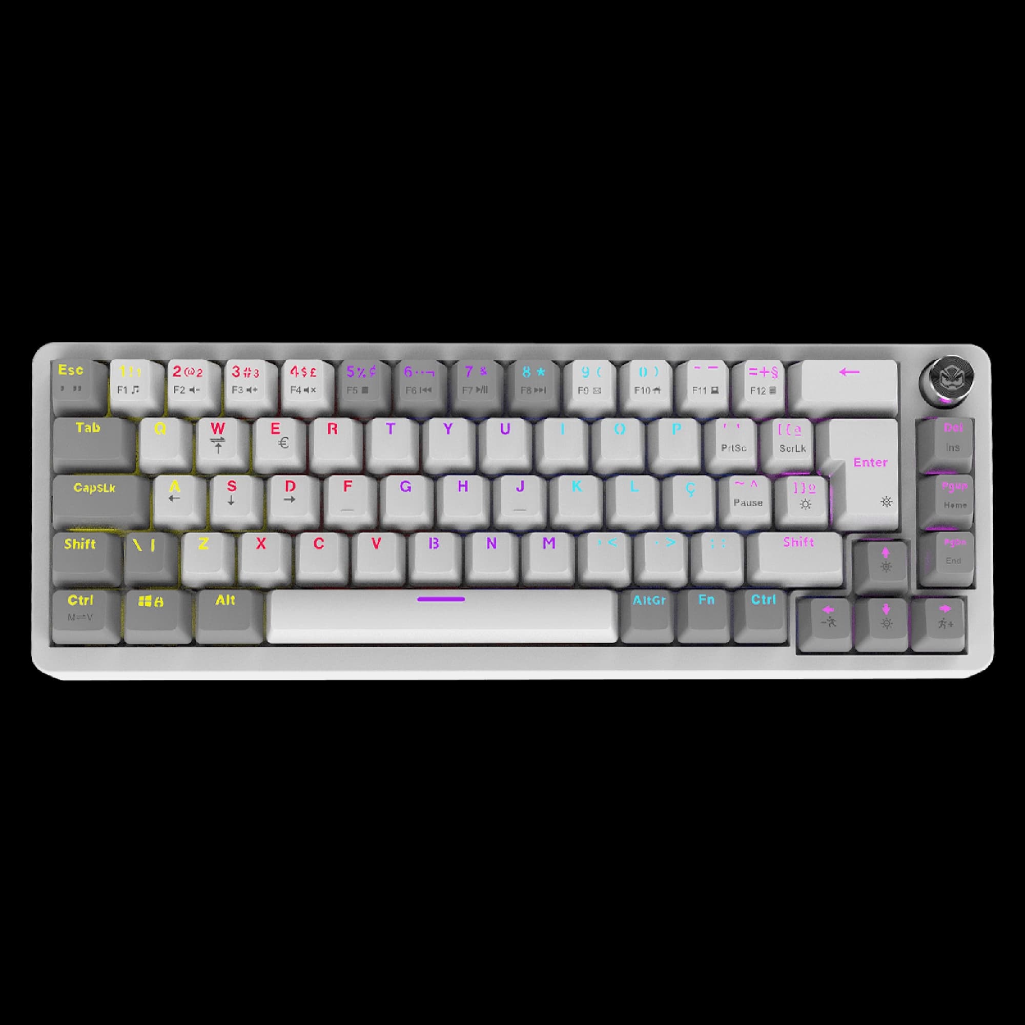TECLADO GAMER MECANICO PCYES MECKA 65% - WHITE - SWITCH BLUE - LED RAINBOW - TPMKWGBL