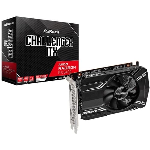 PLACA DE VIDEO AMD RADEON RX 6400 4GB ASROCK CHALLENGER ITX RX6400 CLI 4G) 90-GA3CZZ-00UANF